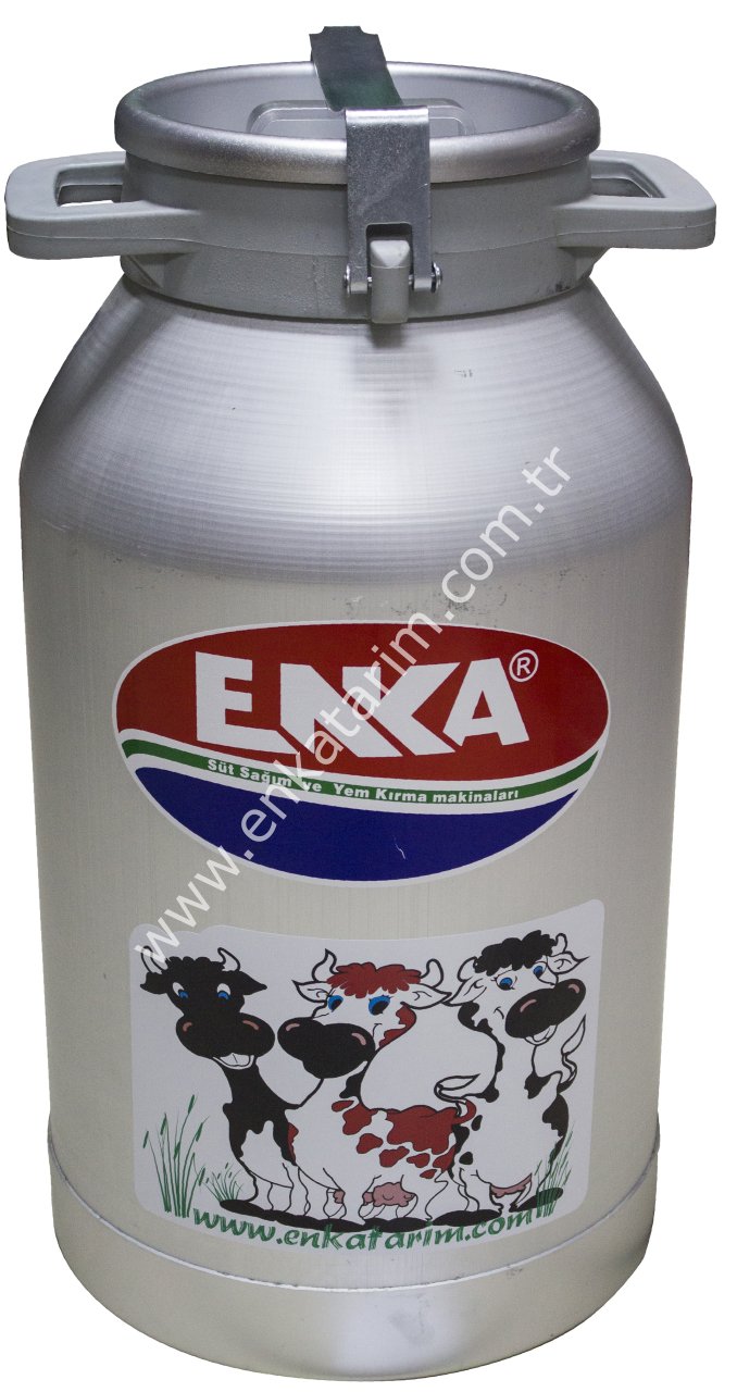 30 lt alüminyum alt çemberli yandan saplı kilitli kapaklı alüminyum süt güğümü, Ø 180 mm ağızlı