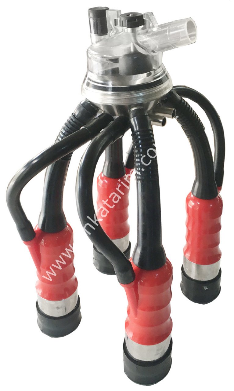 Uzun kauçuk memelikli kırmızı plastik kılıflı Ø 27 mm 175 ccm inek pençeli inek sağım demedi