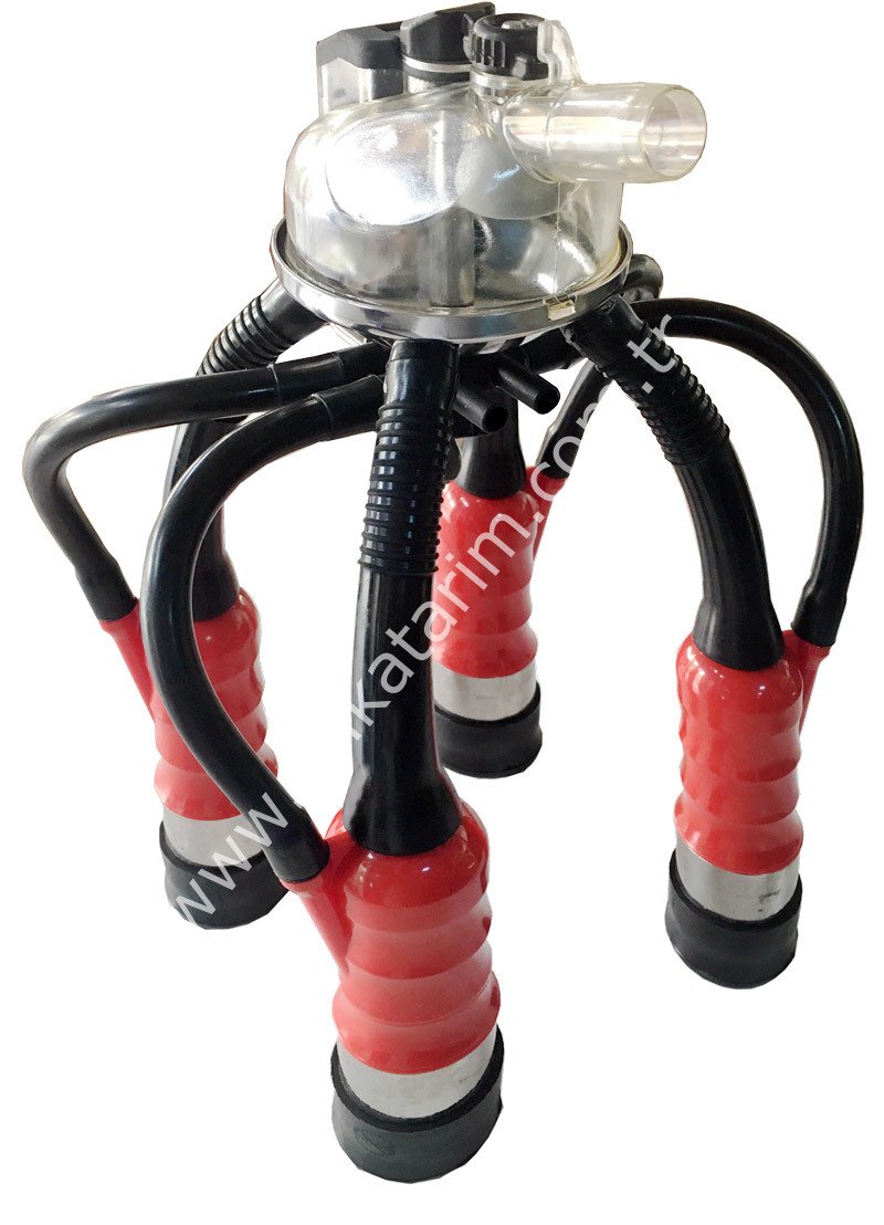 Uzun kauçuk memelikli kırmızı plastik kılıflı Ø 27 mm 300 ccm Westfalia inek pençeli inek sağım demedi