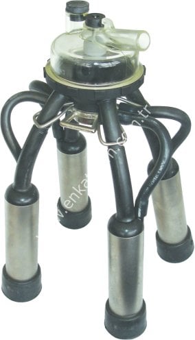 Uzun kauçuk memelikli yarım kadehli paslanmaz çelik kılıflı Ø 21 mm 300 ccm Polanes Harmony inek pençeli inek sağım demedi