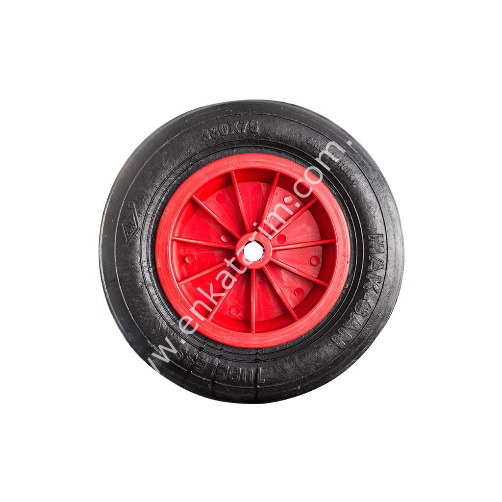 335 x 75 mm deliksiz, kalın, duble tekerlek, kırmızı