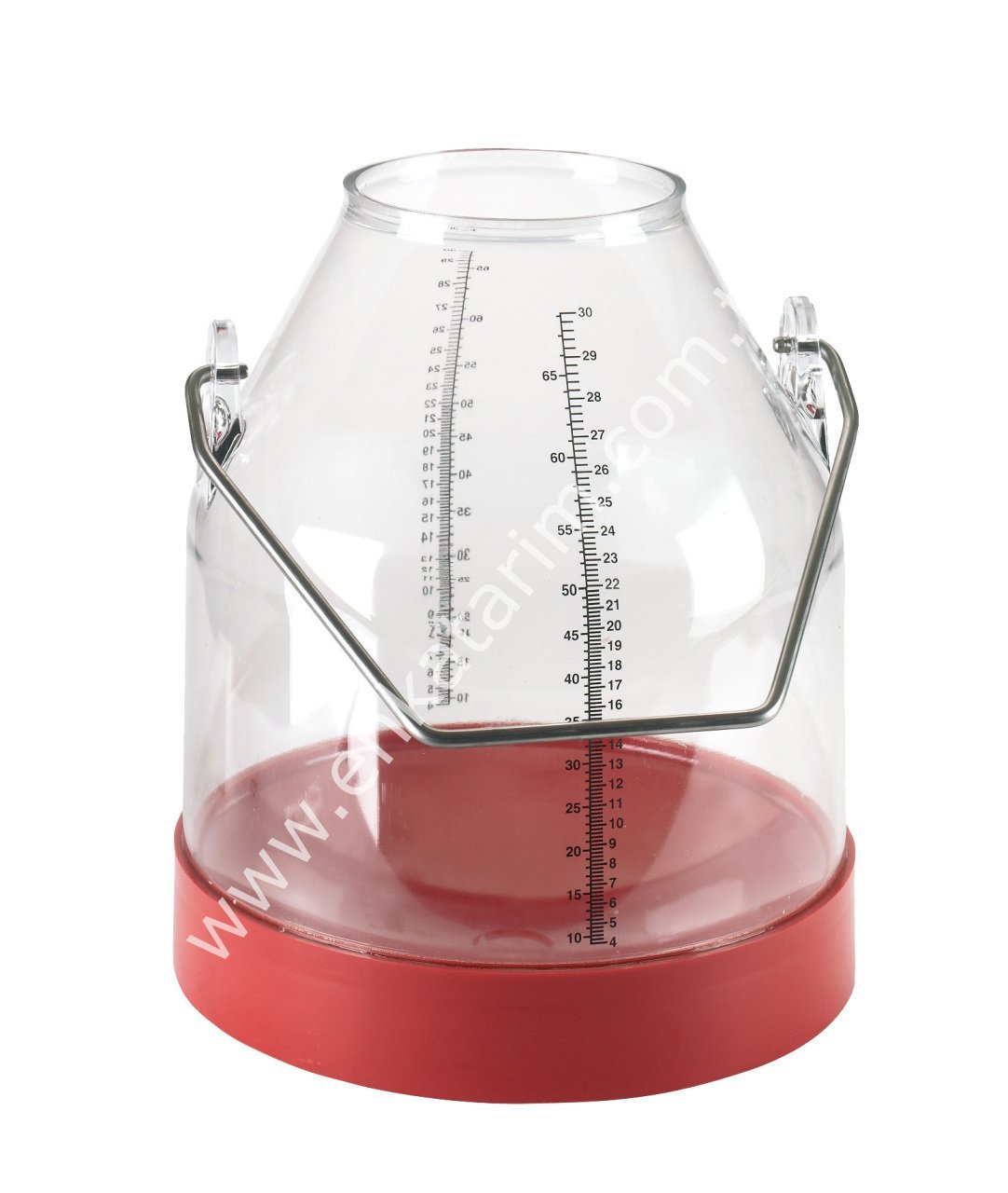 30 lt kırmızı tabanlı şeffaf güğüm