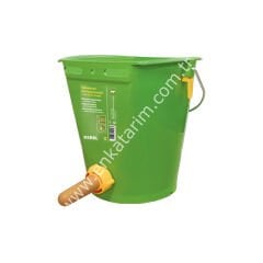Hijyenik emzikli ve hijyenik valfli 8 lt, skalalı, metal kulplu buzağı emzirme kovası, komple set