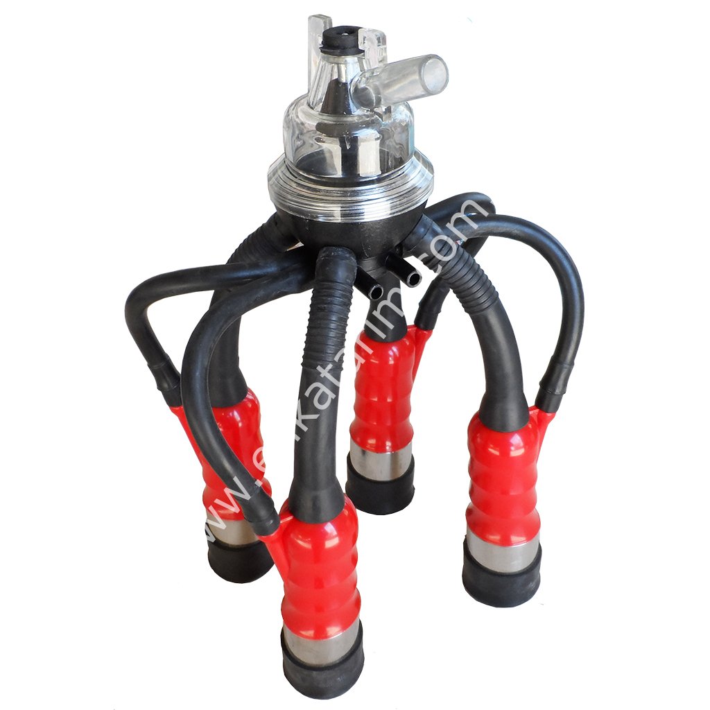 Uzun kauçuk memelikli kırmızı plastik kılıflı Ø 27 mm 160 ccm inek pençeli inek sağım demedi