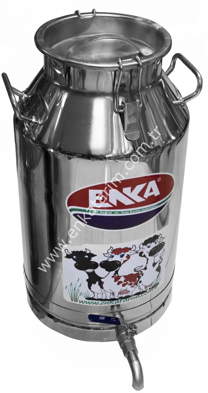 30 lt yandan saplı kilitli kapaklı paslanmaz süt güğümü, 210 mm ağızlı
