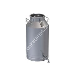 40 lt yandan saplı kilitli kapaklı ve çeşmeli paslanmaz süt güğümü, Ø 210 mm ağızlı