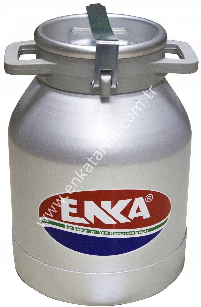 20 lt alüminyum alt çemberli yandan saplı kilitli kapaklı alüminyum süt güğümü, Ø 180 mm ağızlı