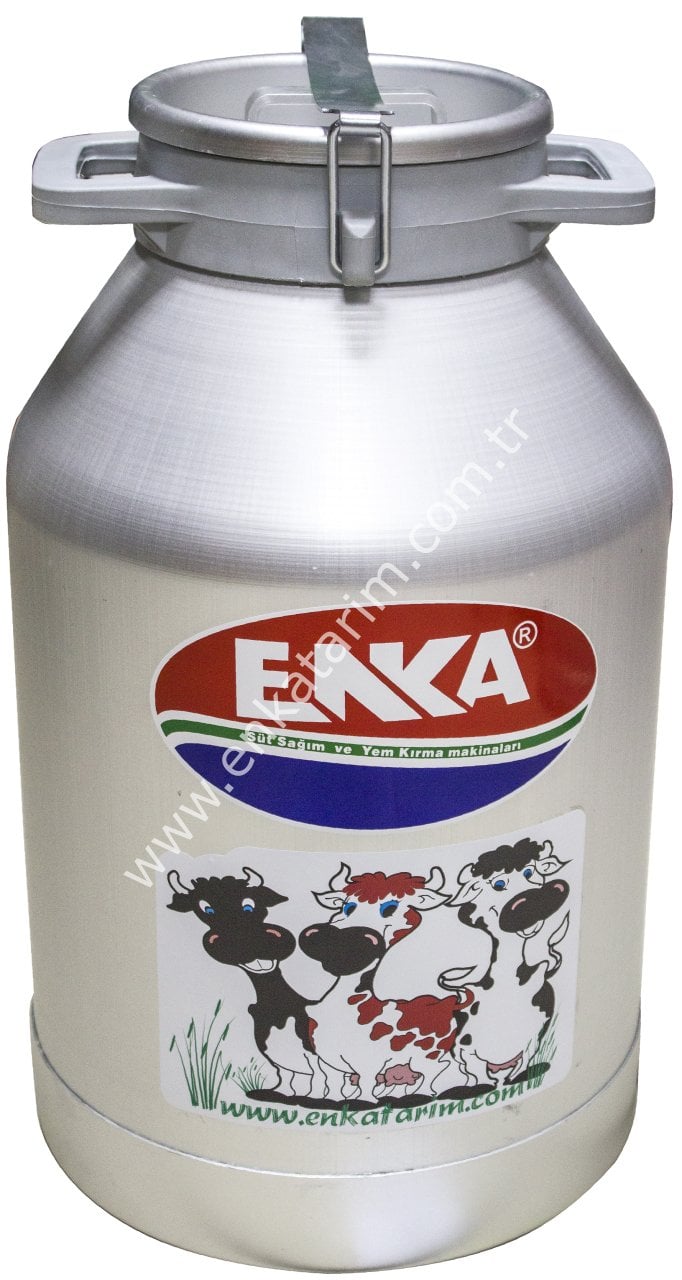 40 lt alüminyum alt çemberli yandan saplı kilitli kapaklı alüminyum süt güğümü, Ø 180 mm ağızlı