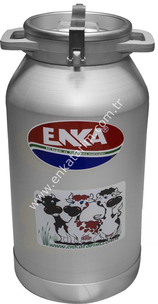 50 lt çemberli yandan saplı kilitli kapaklı alüminyum süt güğümü, Ø 220 mm ağızlı