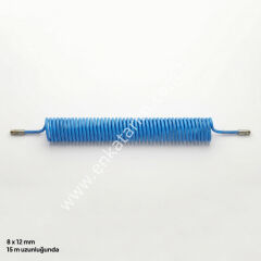 Spiral su hortumu, 8 x 12 mm, 15 m, rakorsuz
