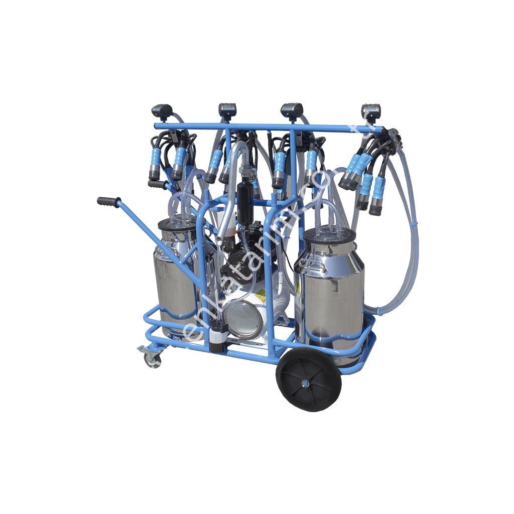 2 güğümlü 4 sağımlı, krom güğümlü süt sağım makinesi, inek için