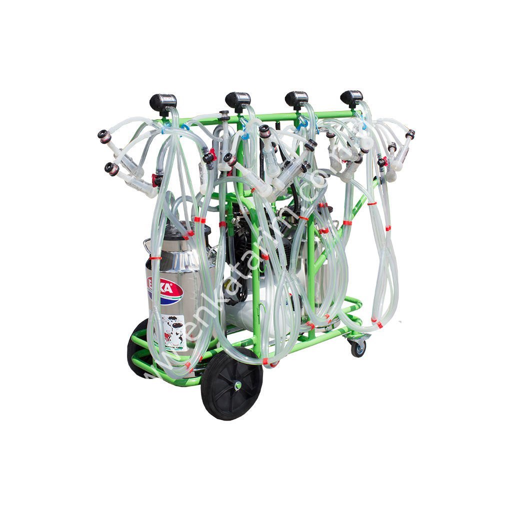 2 güğümlü 8 sağımlı, güğümden güğüme sağımlı, krom güğümlü süt sağım makinesi, keçi için