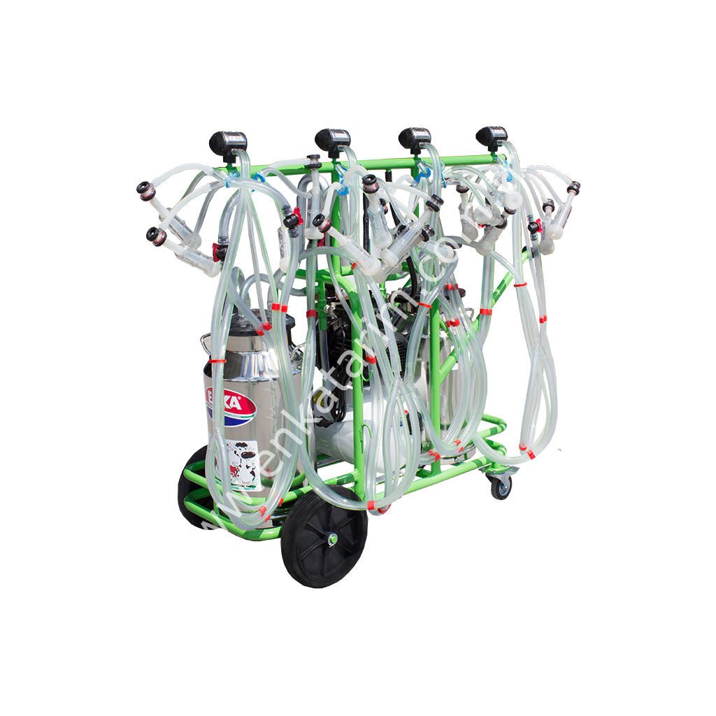 2 güğümlü 8 sağımlı, güğümden güğüme sağımlı, krom güğümlü süt sağım makinesi, koyun için