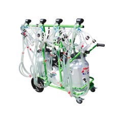 2 güğümlü 8 sağımlı, güğümden güğüme sağımlı, alüminyum güğümlü süt sağım makinesi, koyun için