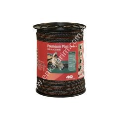 200 m 20 mm Ako Premium Plus çit bandı, kahverengi-turuncu renkli