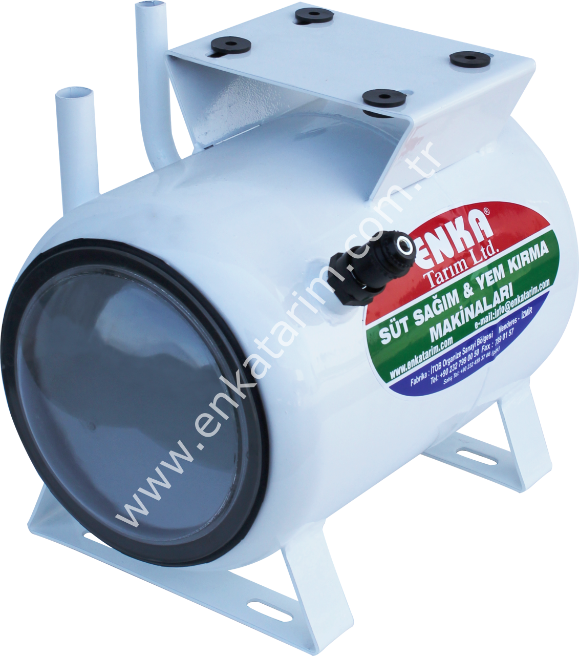 Büyük polikarbon kapaklı, 3/4'' plastik regülatörlü, boyalı, malzemeli, kuru tip vakum kazanı