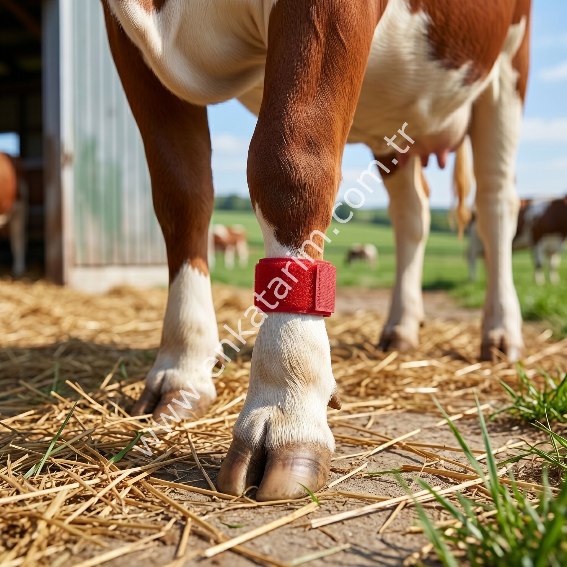 Fetlock kırmızı cırtlı ayak işaretleme bandı, 10'lu