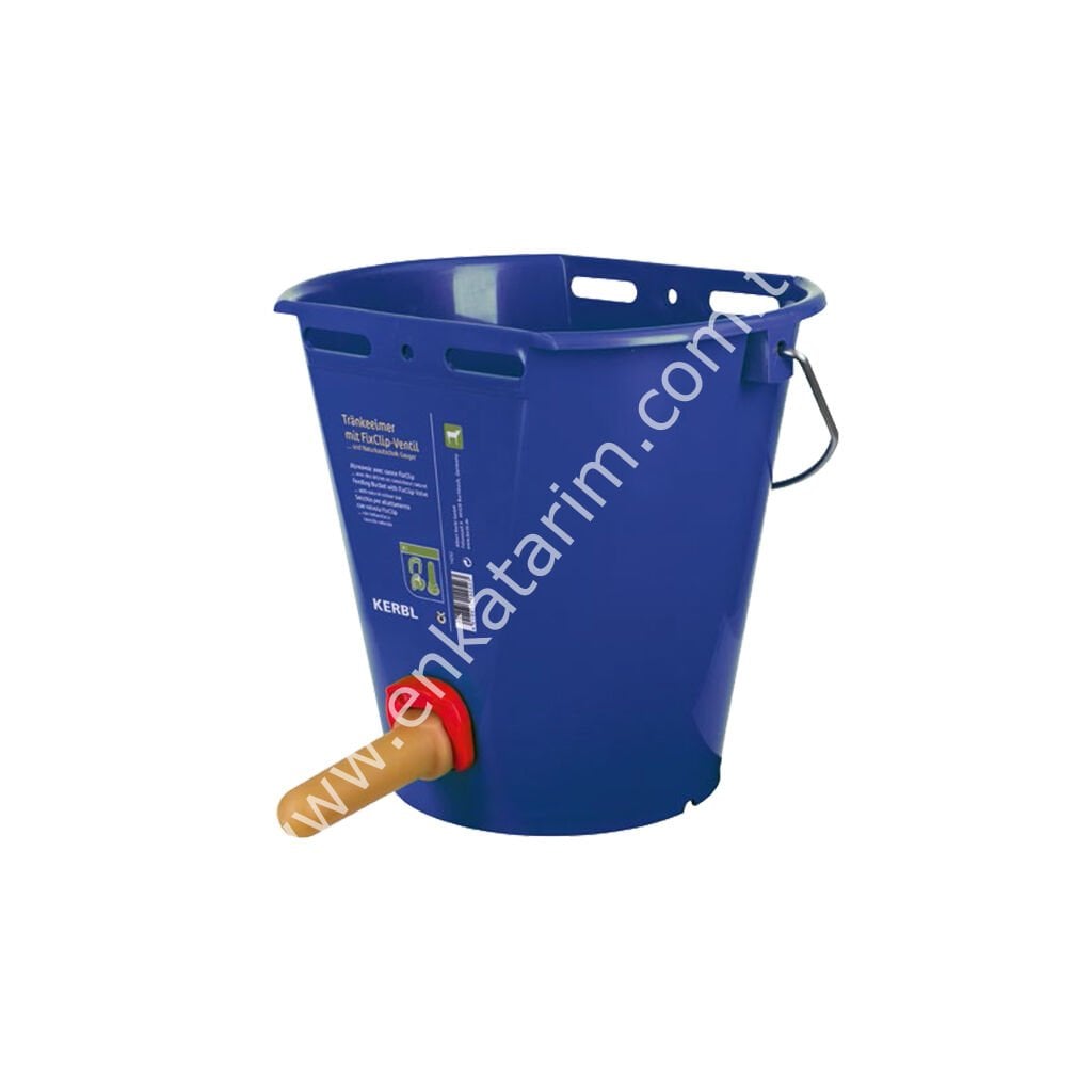 FixClip valfli 8 lt, skalalı, metal kulplu buzağı emzirme kovası, komple set