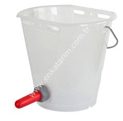 8 lt, skalalı, metal kulplu buzağı emzirme kovası, şeffaf, komple set
