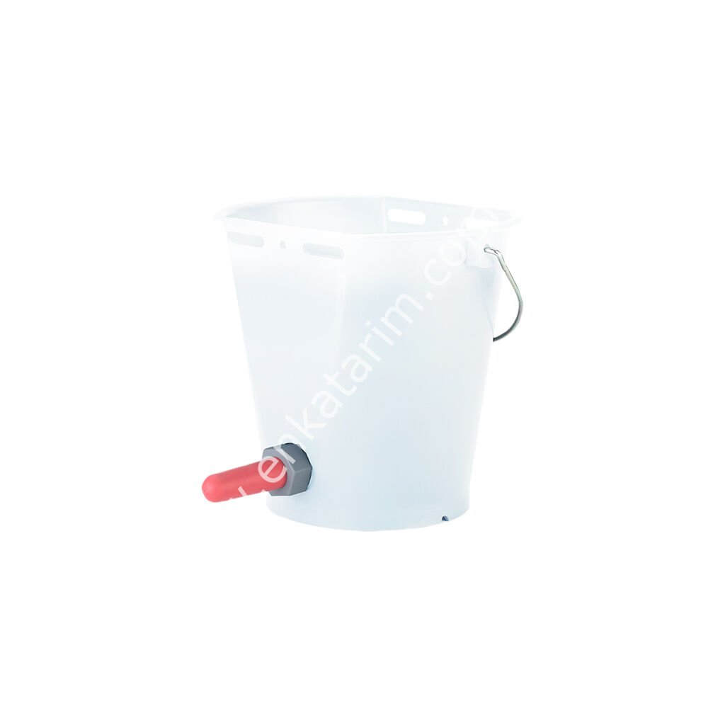 8 lt, skalalı, metal kulplu buzağı emzirme kovası, şeffaf, komple set