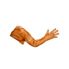 Turuncu renkli, tek kullanımlık omuz korumalı veteriner eldiveni ,50 adet