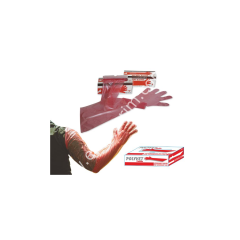 Kırmızı renkli suni tohumlama eldiveni, tek kullanımlık 100 adet