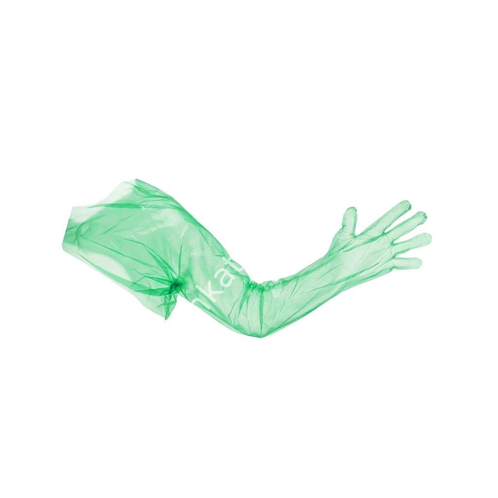 Yüksek kaliteli suni tohumlama eldiveni, yeşil, tek kullanımlık 100 adet