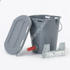 8 lt buzağı emzirme kovası seti, gri renkli