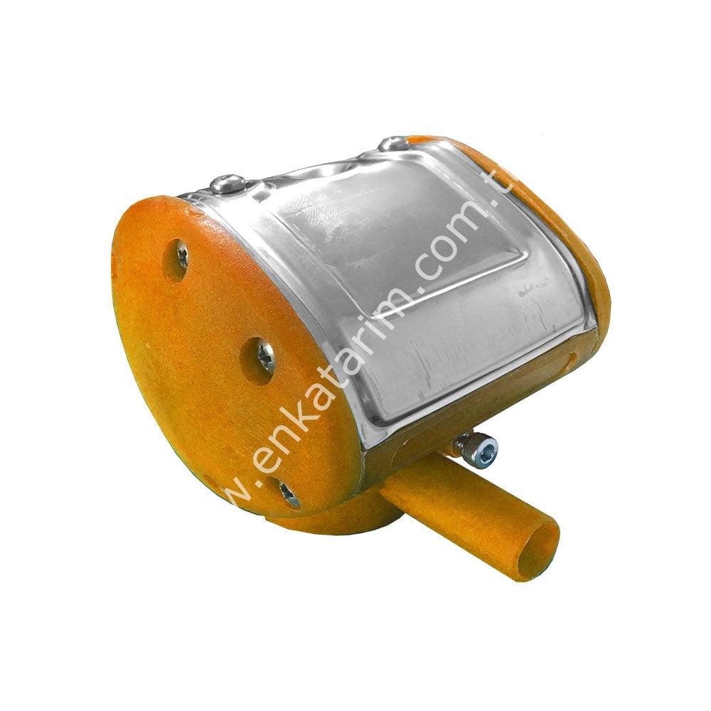 İnek için mekanik pulsatör, çift çıkışlı, yandan giriş adaptörlü, krom kapaklı, 60/40, 60 puls, turuncu