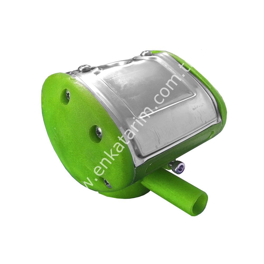 İnek için mekanik pulsatör, çift çıkışlı, yandan giriş adaptörlü, krom kapaklı, 60/40, 60 puls, yeşil