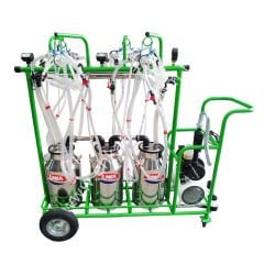 3 güğümlü 8 sağımlı, güğümden güğüme sağımlı, damlama yağlı, krom güğümlü süt sağım makinesi, keçi için