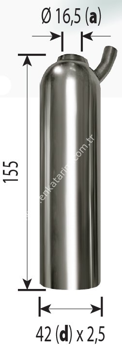 Paslanmaz memelik kılıfı, 17 x 42 mm