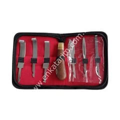 Deri çantalı 5'li tırnak bakım bıçağı seti, renet