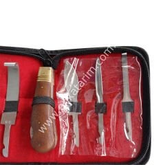 Deri çantalı 5'li tırnak bakım bıçağı seti, renet