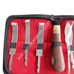 Deri çantalı, 6'lı tırnak bakım bıçağı seti, renet